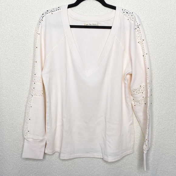 {We the Free} textured eyelet long sleeve top - Picture 1 of 6
